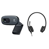 Logitech C270 Webcam HD, Appel Vidéo HD + Logitech H340 Casque Filaire, Ecouteurs Stéréo avec Micro Rotatif Anti-Parasites, USB, PC/Mac/Portable/Chromebook, ...