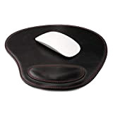 Londo Tapis de Souris Ovale en Cuir PU avec Repose Poignet - Ergonomique Confort Tapis de Souris (Noir)