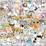 Lot de 100 autocollants chat mignon, dessin animé animal en vinyle imperméable kawaii pour ordinateur portable, bouteille d'eau, tasse, vélo, ...