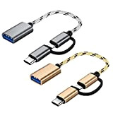 Lot De 2 Adaptateurs 2 en 1 Type-C/Micro vers USB, CâBle Adaptateur USB OTG 2 en 1 Android, Adaptateur USB, ...