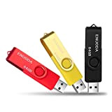 Lot de 3 Clé USB 64 Go ENUODA USB 2.0 Flash Drive Stockage Rotation Disque Mémoire Stick ,Noir Or Rouge