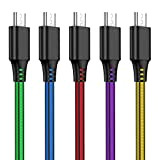 (Lot de 5) Câbles Micro USB 2M Cable Micro USB 2.4A en PVC Câble Cordon Chargeur Micro USB Rapide pour ...