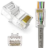 Lot de 50 connecteurs modulaires RJ45 Cat6 8P8C pour connexion Ethernet RJ45 pour câbles UTP toronnés ou rigides