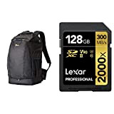 Lowepro Sac à dos pour appareil photo & Lexar Professional 2000x Carte SD 128Go, Carte mémoire SDXC UHS-II sans Lecteur, ...