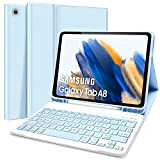 Lupxiu Coque Clavier pour Samsung Galaxy Tab A8 10,5 Pouces 2021, Étui Clavier Bluetooth AZERTY Français pour Galaxy Tab A8 ...