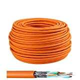 LW Electronic Câble réseau Gigabit haute qualité S/FTP PIMF 1000MHz Cat7 4x2xAWG23 LSZH Câble d'installation blindé 50m Orange
