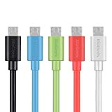 MaGeek® [Paquet de 5pcs 1.0m Micro USB Câbles Haute Vitesse USB 2.0 Sync et Charge pour Samsung, HTC, Sony, Motorola, ...