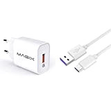 Magix S-TR-151QE Chargeur Secteur USB Mural Quick Charge 3.0 18W 3A & PremiumCord Câble de Charge Rapide USB-C, 1 m, Charge ...