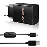 MAKEASY Chargeur 5V 3A Raspberry Pi Adaptateur Universel Charge Câble Micro USB de 1.5m avec Interrupteur d'alimentation pour Raspberry Pi ...