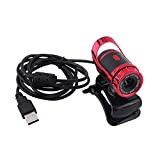 Marhynchus Caméra USB 2.0 12M Pixels Clip-on Webcam Support Rotatif 360 ° pour PC(Red)