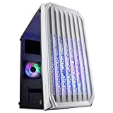 Mars Gaming MC-S2 Blanc, Boîtier PC Gaming Compact Micro-ATX, 2 Ventilateurs FRGB Rainbow avec Grille Frontale, Fenêtre Latérale Complète