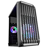 MARSGAMING MC-S2 Noir, Boîtier PC Gaming Compact Micro-ATX, 2 Ventilateurs FRGB Rainbow avec Grille Frontale, Fenêtre Latérale Complète