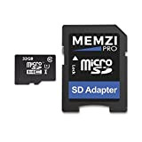Memzi Pro – Carte mémoire micro SDHC classe 10 de 32 Go à vitesse de transfert de 90 Mo/s avec ...