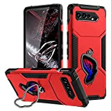 Mobidea Coque pour ASUS ROG Phone 5/5s avec Métal Béquille, Housse Antichoc Compatible avec Airtrigger Résistant aux Rayures (Rouge)