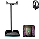 MOCIUN RGB Gaming Headphone Stand, Headset Gaming Headset Stand with Usb2.0 Hub and 3.5mm Port Audio T-Ouch Control LED Strip ...