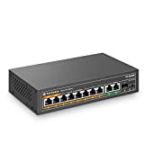 mokerlink 11 Ports PoE Gigabit Switch avec 8 Ports PoE+, 2 Gigabit Uplink, 1 SFP Port, Détection AI 120W, Qos, ...
