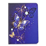 MoreChioce compatible avec Coque Galaxy Tab S2 9.7 Étui, Retro Papillon Violet Motif Cuir Housse à Rabat Portefeuille Smart Stand ...