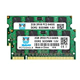 motoeagle DDR2 800 PC2 6400S 4Go (2x2Go) SODIMM DDR2 800MHz 2GB PC2 6400 200-Pin CL6 1.8V d'ordinateur Portable Mémoire RAM