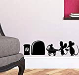 Mouse Hole " MOUSE FAMILY " Skirting Board Wall Art Sticker Vinyl Decal " 19cm x 5cm..UKSELLINGSUPPLIERS