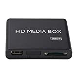 Mugast Mini Media Player Box, Lecteur Multimédia Vidéo Full HD 1080P avec Télécommande, Supporte Le Disque Dur Portable USB MMC ...