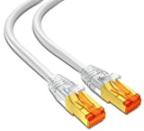 mumbi 23541 Cat.7 S/FTP Câble brut réseau de raccordement LAN Ethernet Patch avec connecteurs RJ-45 15.0m, blanc (1x)