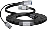 MutecPower 10m Câble USB 3.0 Super PLAT mâle-femelle Câble d'extension de répéteur USB A Ultra FIN avec 2 amplificateurs et ...