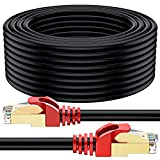 MutecPower 75m CAT7 Câble réseau Ethernet RJ45 - Application Exterieur, imperméable - SSTP - 600 MHz - Noir 75 mètres ...