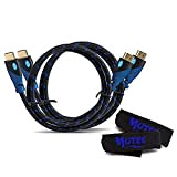 MutecPower Premium Pack de 2 câbles HDMI a Haute Performance avec Ethernet 1.4a (2M) + 2 Attaches câbles - Soutien ...