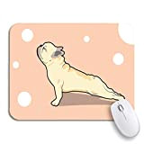 N\A Gaming Mouse Pad Brown Quirky Cute French Bulldog Yoga Exercise Pink Animal antidérapant Rubber Backing Computer Mousepad for notebooks ...