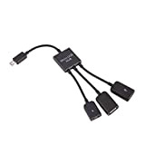 N/V 3 en 1 Micro Usb Hub Mâle vers Femelle Double USB 2.0 Hôte Otg Câble adaptateur pour Smartphone Ordinateur ...