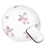 NA Almond Blossoms_White Round Mouse Pad with Stitched Edge Premium Textured Mouse Mat Rubber Base Mousepad for Laptop Computer & ...