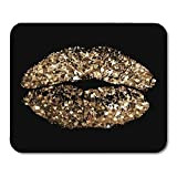 NA Glam of Kiss Gold Shimmer Sequin Maquillage Bling Champagne Sexy Tapis de Souris pour Ordinateur Portable, Ordinateurs de Bureau ...