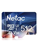 Netac Carte Mémoire Micro SDXC 512 Go avec Switch, Appareil Photo, Smartphone, PS Vita, PS4 Pro, Go Pro (UHS-1 V30 ...