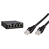 NETGEAR GS305-300PES Switch Ethernet Métal 5 Ports Gigabit (10/100/1000) & Amazon Basics Câble réseau Ethernet RJ45 catégorie 6-7,6 m