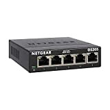 NETGEAR (GS305) Switch Ethernet 5 Ports RJ45 Métal Gigabit (10/100/1000), switch RJ45,Plug-and-Play, fonctionnement silencieux, positionnement sur un bureau ou au ...