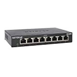 NETGEAR (GS308) Switch Ethernet 8 Ports RJ45 Métal Gigabit (10/100/1000), switch RJ45, silencieux, positionnement sur un bureau ou au mur ...