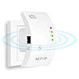 NETVIP Répéteur WiFi Amplificateur WiFi Extenseur 300Mbps 2.4GHz WiFi Repeteur avec 1 Port Ethernet,Intégrées Norme IEEE 802.11 b/g/n,Compatible avec Tous ...