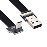 NFHK Up Angled USB 2.0 Type-A Male to Micro USB 5Pin Male Data Flat Slim FPC Cable for FPV & ...