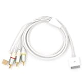 niceEshop Connecteur générique 30 broches vers câble vidéo composite AV 3 RCA/USB pour iPod/iPhone/iPad Blanc 182,9 cm