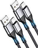 NINGKPOW Cable iPhone Chargeur iPhone [2M/Lot de 2] Certifié MFi Câble Lightning Nylon Tressé Fil Lightning Charge Rapide Cordon pour ...