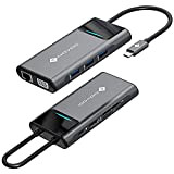 NOVOO Hub USB C Mulitport Adaptateur USB C vers Dual Affichage(HDMI 4K&VGA),3xUSB 3.0,1Gbps Ethernet,Type-C 100W PD Port d'alimentation,Lecteur de Carte ...