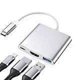 OcioDual Adaptateur Type C 3.1 Male vers Audio Video HDMI et USB A Female Transfert de Donnees Dore Cable Convertisseur ...