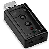 OcioDual Carte Son Externe Stéréo Adaptateur USB Audio Microphone vers Mini Jack 3,5mm Virtual 7.1 avec Contrôle Volume Noir