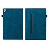 ONETHEFUL Coque Libro Étui pour Apple iPad 9.7" 2017 2018 / iPad Air 2013 / iPad Air 2 2014 Tablette Housse Cover Poche à Dossier Protection Étuis avec PU Cuir et Stand - Paon Bleu