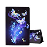 ONETHEFUL Coque Libro Étui pour Samsung Galaxy Tab A8 10.5" 2021(SM-X200/X205) Tablette Housse Cover Protection Étuis avec PU Cuir et Stand - Fleur Papillon