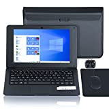 Ordinateur Portable 10.1 Pouces Windows 10 Netbook Quad Core Laptop avec WiFi, HDMI, Netflix,Youtube et Clavier Français AZERTY (Noir)