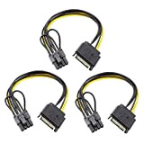 Pack de 3 SATA 15 Broches mâle vers 8 Broches (6 + 2 Broches) PCI-Express Carte vidéo Femelle câble Adaptateur ...