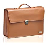 Packenger Aktentasche Bjorn für Laptop BIS 17 Zoll aus Leder Sac bandoulière, 43 cm, Marron (Vintage Braun)