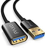 PAXO Rallonge USB 3.1 (USB 3.0) de 2m en nylon noir, câble d'extension A-A, connecteur en aluminium, gaine en tissu