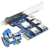 PCIE Splitter 1 à 4 PCI-Express Riser Card, Multiplicateur Adaptateur PCI-E de 1 à 4 Tours USB 3.0 Riser Card ...